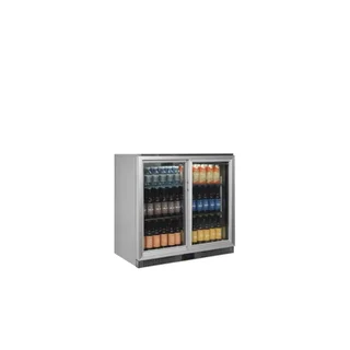 Balcão Traseiro de Bar Refrigerado 2 Portas de Vidro Deslizantes 191 Litros