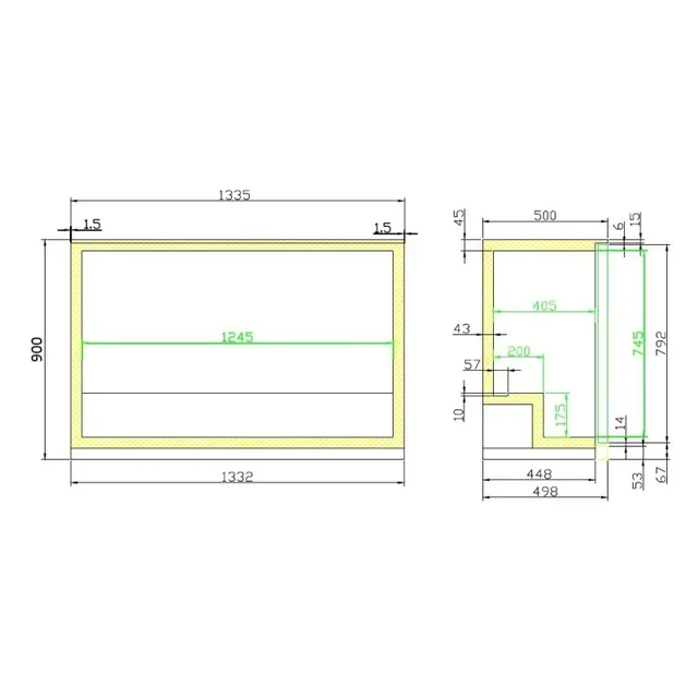 Hinterbar-Kühlschrank 3 Schwingtüren - Kapazität 298 Liter