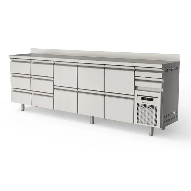 Back Bar Refrigerated Counter - 11 Solid Drawers - 863 Liters