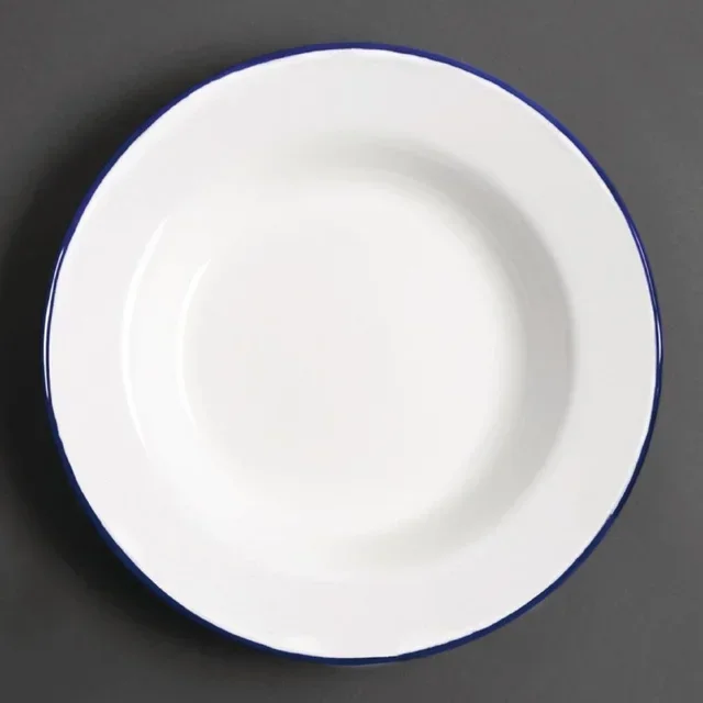 Enamel Deep Plate Steel - Diameter 24.5 cm - Set of 6
