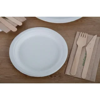 Umweltfreundliche Teller aus Zuckerrohrbagasse Ø18 cm - 50 Stück