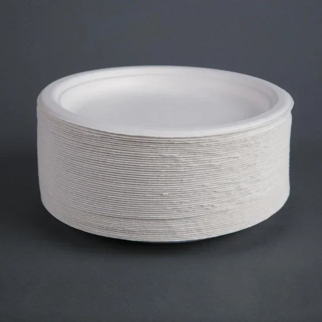 Umweltfreundliche Teller aus Zuckerrohrbagasse Ø18 cm - 50 Stück