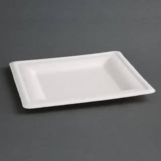 Platos Cuadrados de Bagazo de Caña de Azúcar 26 cm - 50 Piezas - Vajilla Desechable Ecológica y Biodegradable