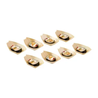 Einweg-Öko-Teller aus Pappelholz 80 mm - Packung mit 100 Stück