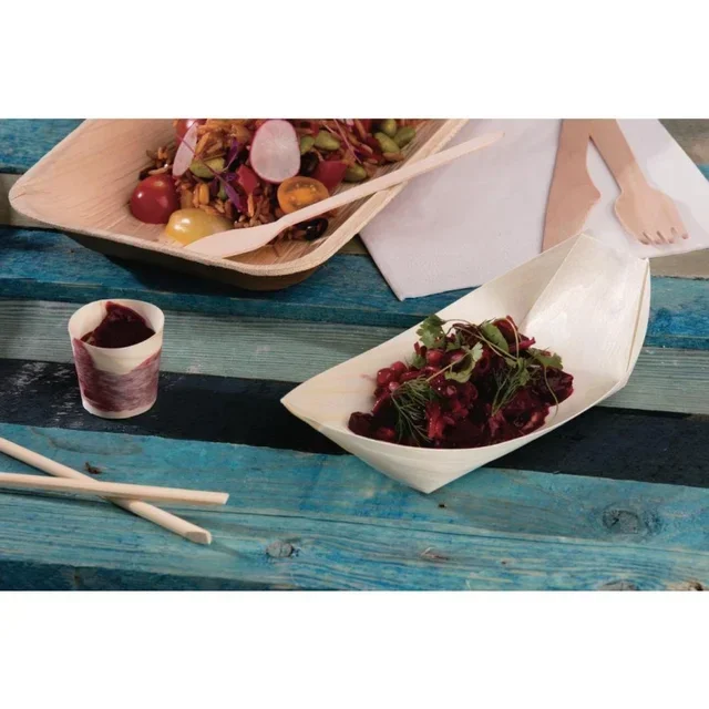 Einweg-Teller Ökologisch 25 cm - 100 Stück - Pappelblatt Material