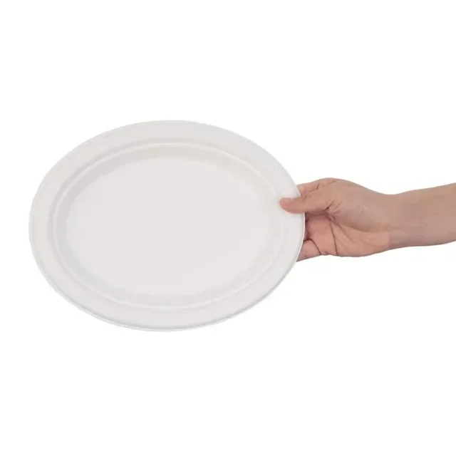 Platos Ovalados de Bagazo de Caña de Azúcar 19,8 cm - Pack de 50 - Biodegradables