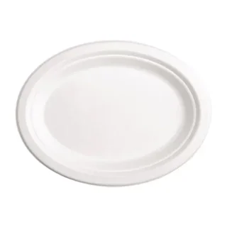 Platos Ovalados de Bagazo de Caña de Azúcar 19,8 cm - Pack de 50 - Biodegradables