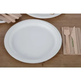 Eco-Friendly Disposable Plates 26 cm - Pack of 50 Biodegradable Bagasse