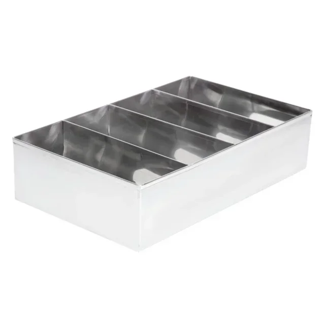 Stainless Steel Cutlery Storage Bin - 4 Separate Compartments