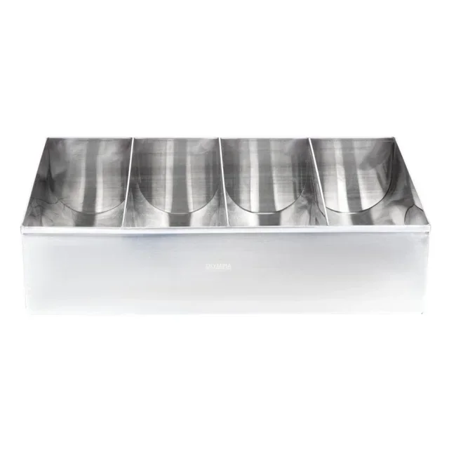 Stainless Steel Cutlery Storage Bin - 4 Separate Compartments