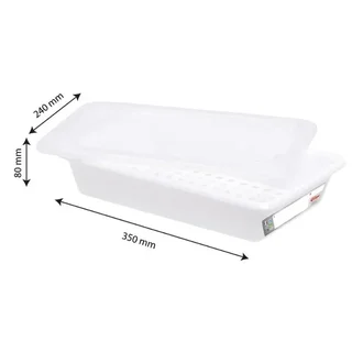 Bac Alimentaire 3 Litres HACCP avec Couvercle et Grille - Blanc