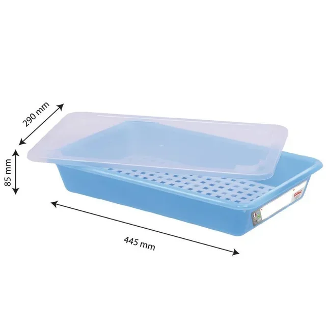 HACCP Food Container 5 Litres with Lid and Drainage Grid - Blue Polypropylene