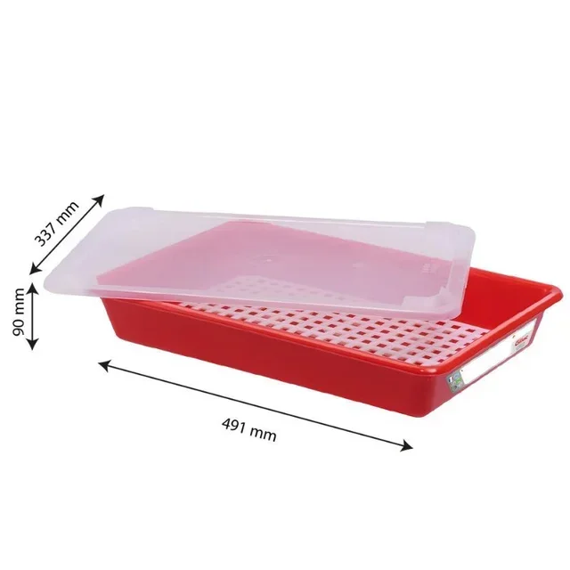 Deep Food Container 8 Litres HACCP Red with Lid and Draining Rack