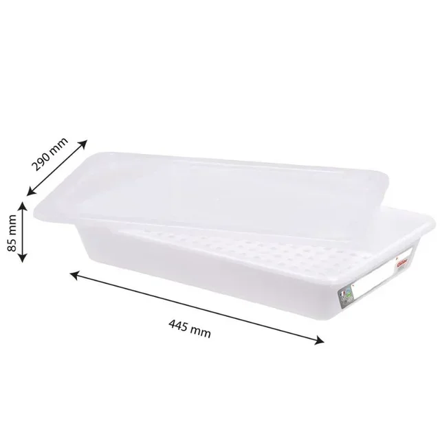 Deep Food Container HACCP 5L with Lid and Draining Rack - White Color