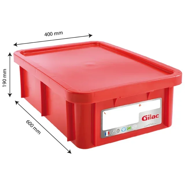Food Container Rectangular 25 Litres with Red Lid HACCP Compliant