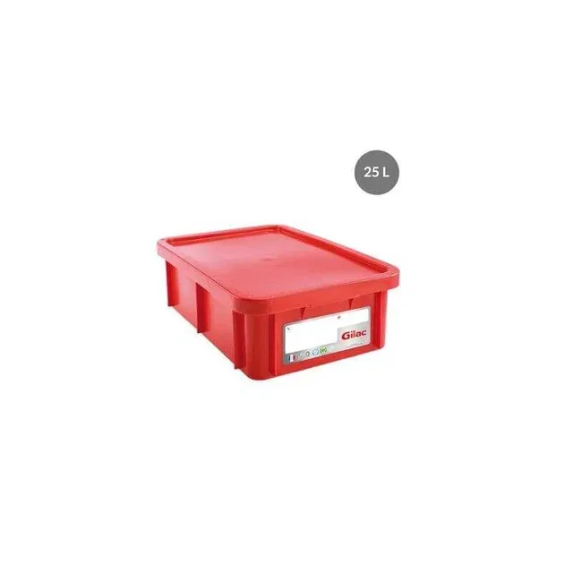 Food Container Rectangular 25 Litres with Red Lid HACCP Compliant