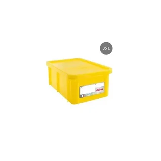 Bac Alimentaire Rectangulaire 35 Litres avec Couvercle Jaune Conforme HACCP