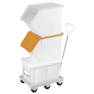 Recipiente Alimentario Rectangular 55 Litros + Tapa Blanca Conforme HACCP