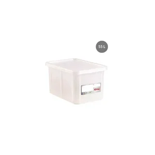 Recipiente Alimentario Rectangular 55 Litros + Tapa Blanca Conforme HACCP