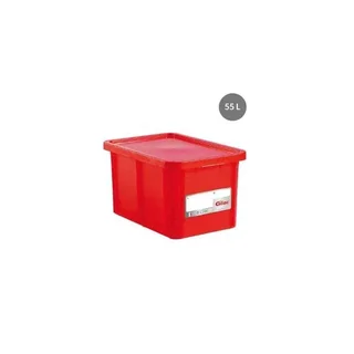 55 Litre Rectangular Food Container with Red HACCP-Compliant Lid