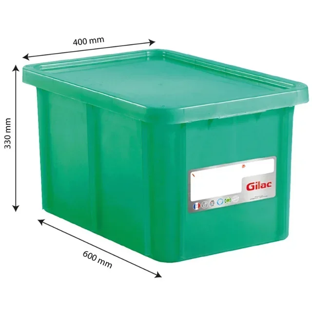 Recipiente Alimentario Rectangular HACCP con Tapa 55 Litros - Verde