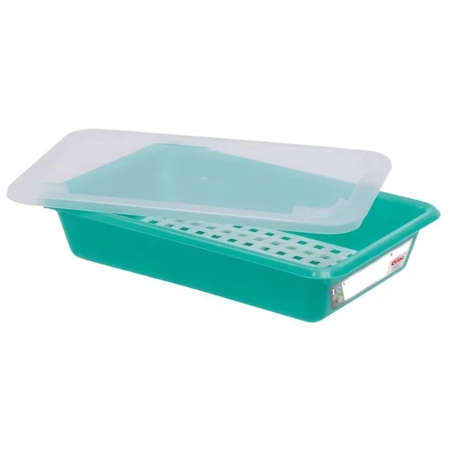 Professional Food Container 3 Liters with Lid and Draining Rack - Green