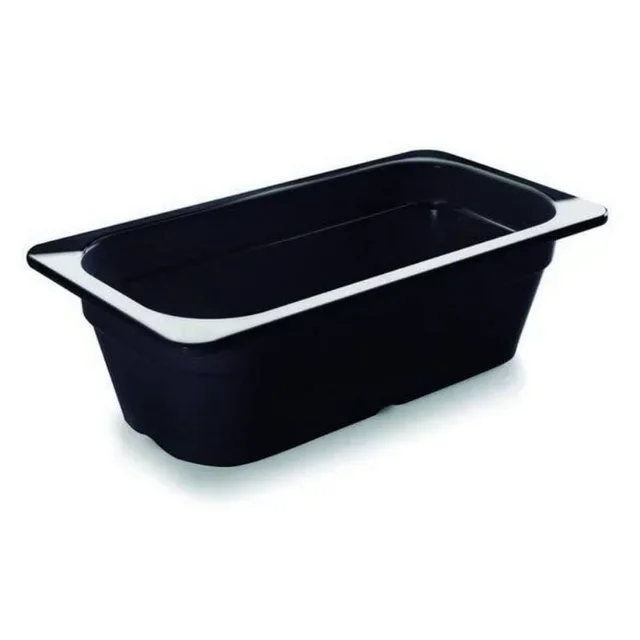 Bac Gastronorme 1/3 Noir en Mélamine - 65 mm Profondeur - 2,5 Litres