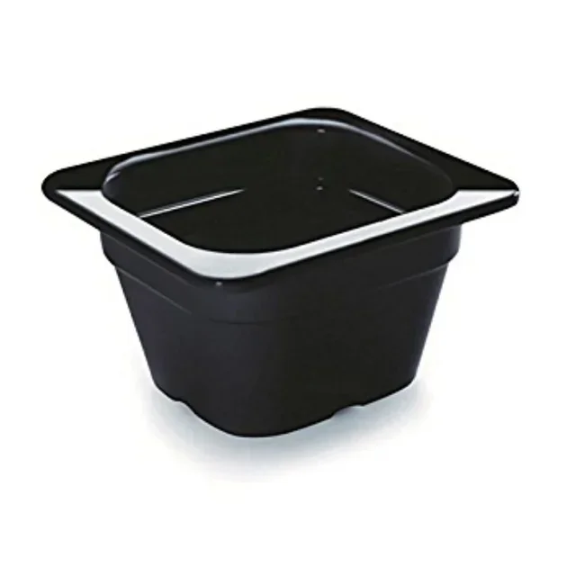 Bac Gastronorme 1/6 Noir en Mélamine - 100 mm Profondeur - 1,6 Litre