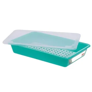 Professional Food Storage Container 5L with Lid and Draining Rack - HACCP Compliant - Green