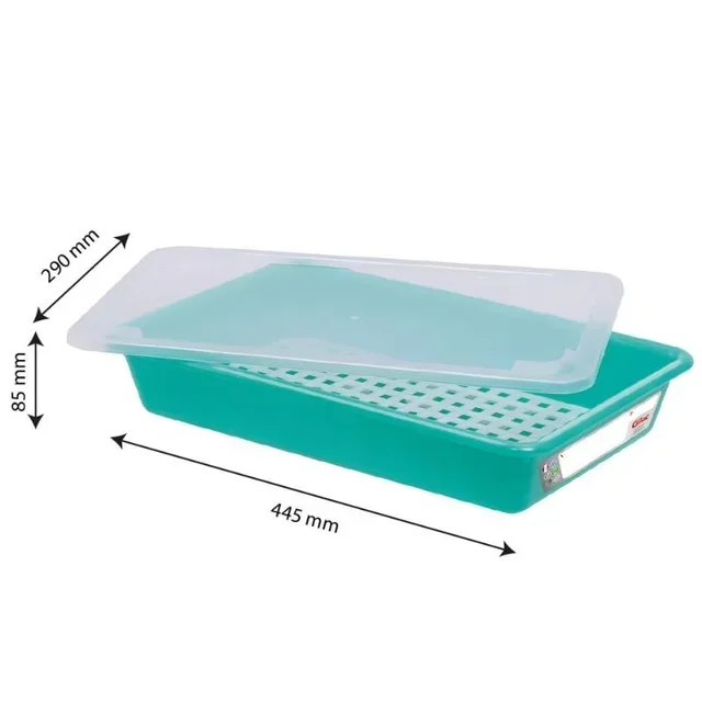 Professional Food Storage Container 5L with Lid and Draining Rack - HACCP Compliant - Green