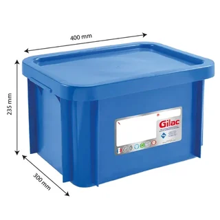 15 Litre Rectangular Storage Bin with Hygienic Blue Antibacterial Lid