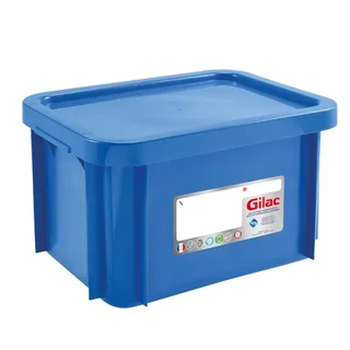 15 Litre Rectangular Storage Bin with Hygienic Blue Antibacterial Lid