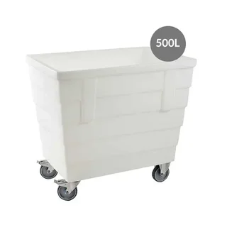 Bac de Rétention Mobile Double Paroi 500L - Avec Roulettes et Robinet de Vidange - Blanc