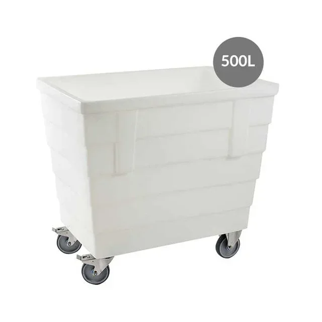 Cubeta de Retención Doble Pared Móvil 500 Litros - Blanca con Ruedas y Desagüe