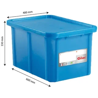 Recipiente alimentario rectangular HACCP con tapa - 55 litros - Azul