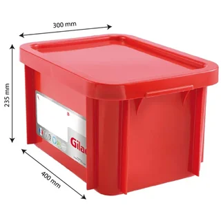 Recipiente Alimentario Rectangular con Tapa 15 Litros - Rojo HACCP