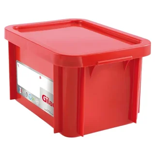 Recipiente Alimentario Rectangular con Tapa 15 Litros - Rojo HACCP