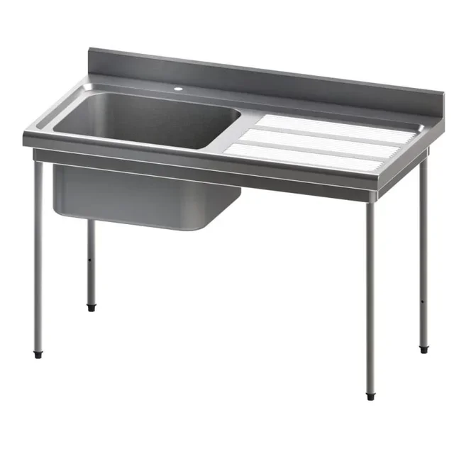 Gastronomie Spültisch 1 Becken mit Abtropffläche Rechts - Tiefe 700 mm - Länge 1400 mm