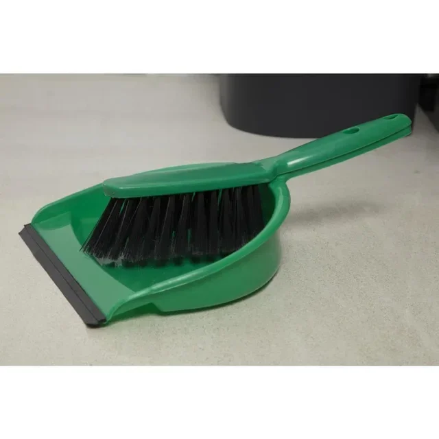 Soft Bristle Broom and Dustpan Set Green