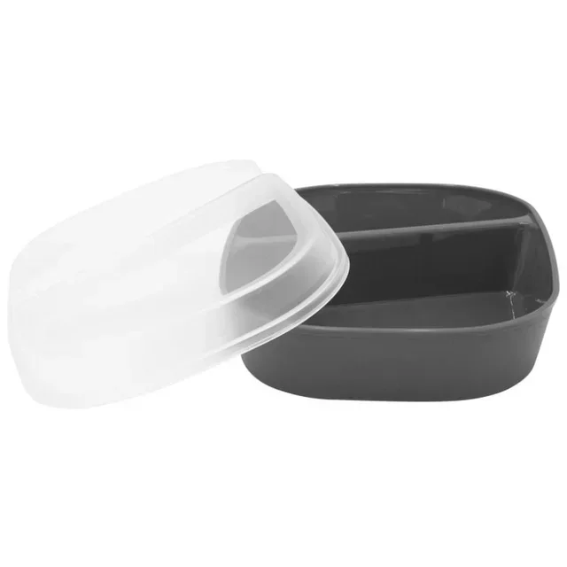 Grey 2-Compartment PP Container - 990ml - Pack of 24 - Reusable