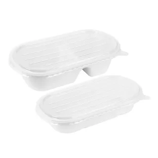 Barquette Ovale 2 Compartiments Bagasse 900ml - Lot de 100 unités