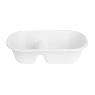 Barquette Ovale 2 Compartiments Bagasse 900ml - Lot de 100 unités