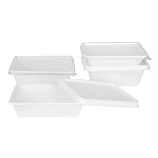 Barquettes Alimentaires Écologiques en Bagasse de Canne à Sucre 1000ml - Lot de 100 unités - Biodégradables et Compostables