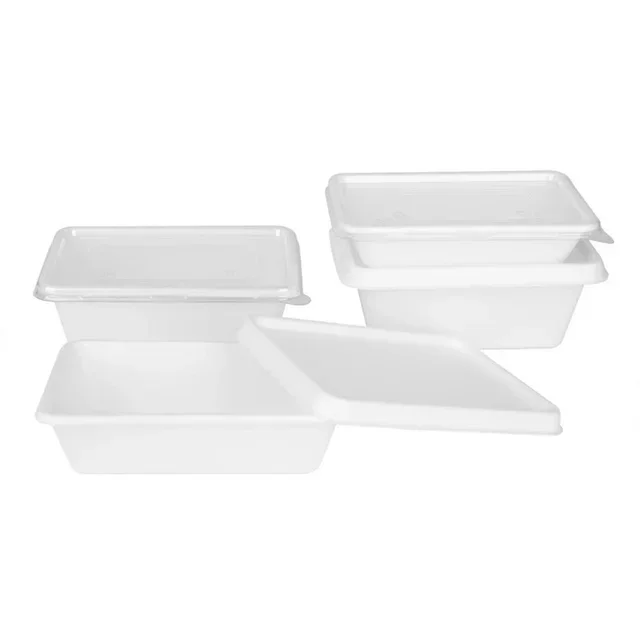 Barquettes Alimentaires Écologiques en Bagasse de Canne à Sucre 1000ml - Lot de 100 unités - Biodégradables et Compostables