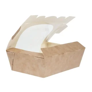 Embalagens Kraft para Salada com Janela Transparente - 825 ml - Pack de 200 - Recicláveis