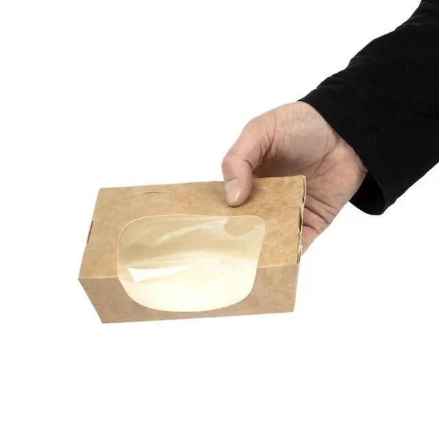 Embalagens Kraft para Salada com Janela Transparente - 825 ml - Pack de 200 - Recicláveis