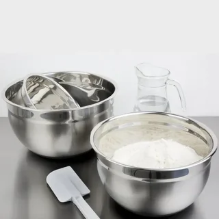 Cuenco de Cocina de Acero Inoxidable 3 Litros con Base Antideslizante de Silicona