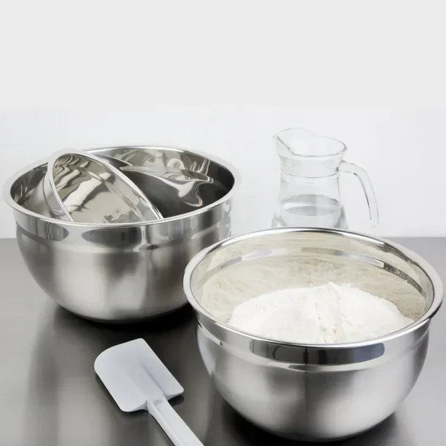 Cuenco de Cocina de Acero Inoxidable 3 Litros con Base Antideslizante de Silicona