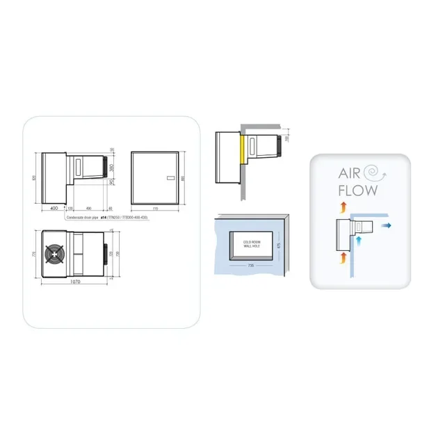 Positive Monoblock Cold Room 34-62m³ - Built-in Refrigeration Unit