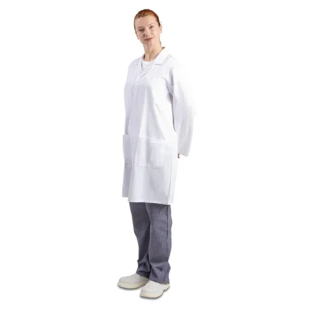 White Unisex Chef Coat XL Cut - Lightweight Cotton